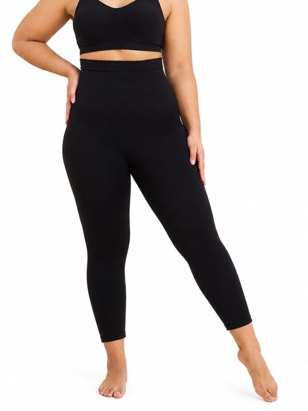SHAPERMINT Essentials High-Waisted Shaping 7/8 Leggings Black Medium Seamless
